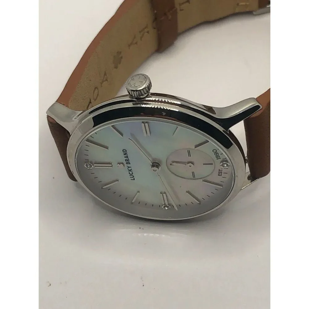 Lucky Brand LW00156 Women's Brown Leather Analog Silver Dial Quartz Watch OP19